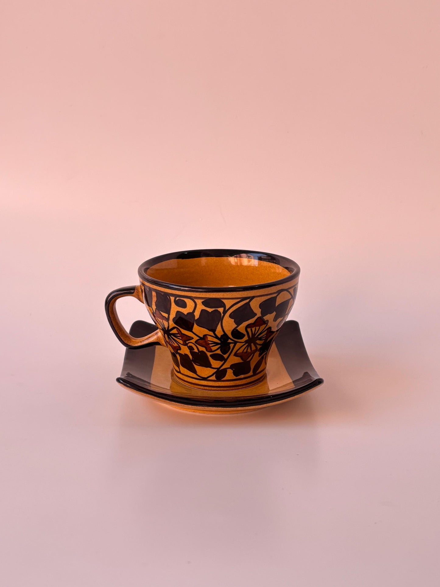 Amber Bloom Tea Cup & Saucer Set of 6