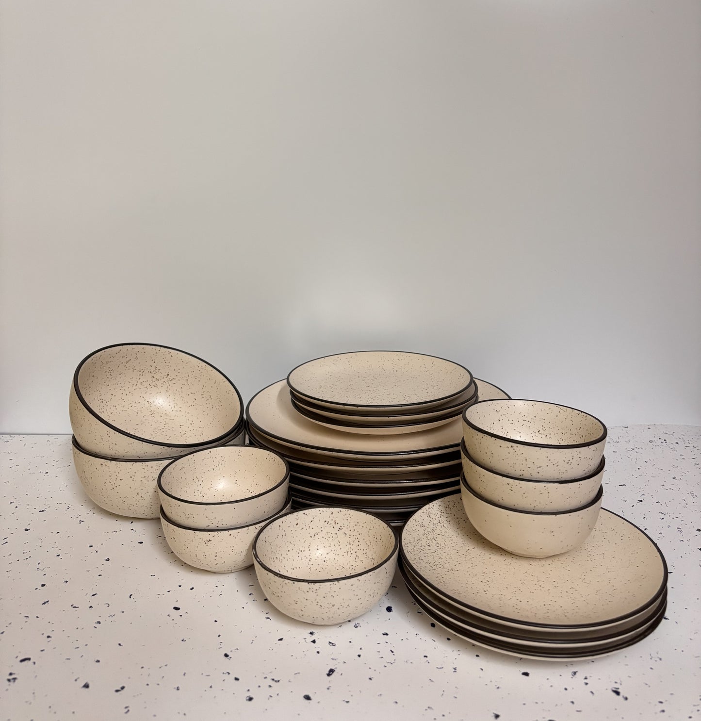 Speckled Beige Ceramic
 Dinner Set – 20 Pieces