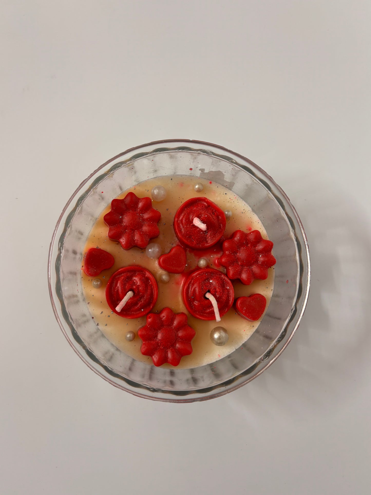 Red Blossom Floating Candle Bowl