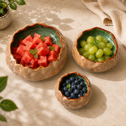 Handmade Organic Glazed Ceramic Bowl Set