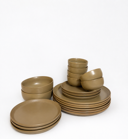 Matte Beige Porcelain
 Dinner Set – 20 Pieces (Set of 2 Serving Bowls)