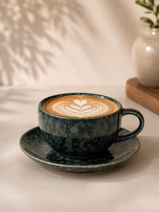 Midnight Marble Cup &
 Saucer Set