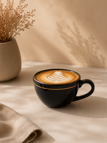 Black Luxe Gold-Line Ceramic
 Mug