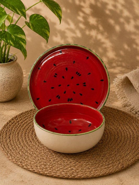 Watermelon Theme Ceramic 
Bowl with Plate