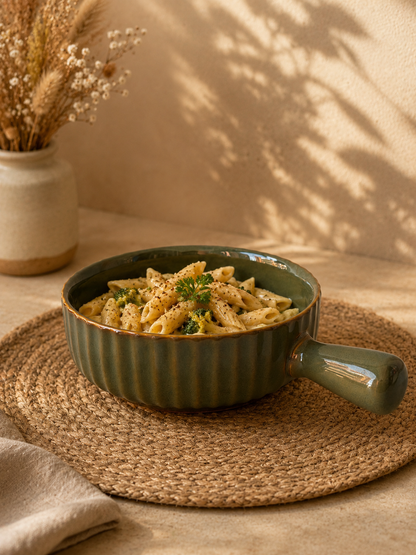 Olive Green Ceramic 
Pasta Pan / Handled Bowl