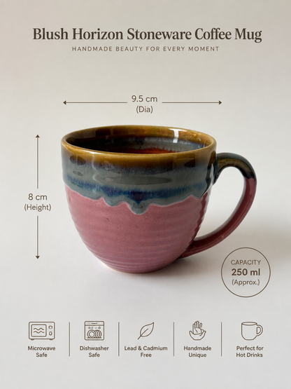 Blush Horizon Stoneware Coffee Mug | Capacity- 250 ml