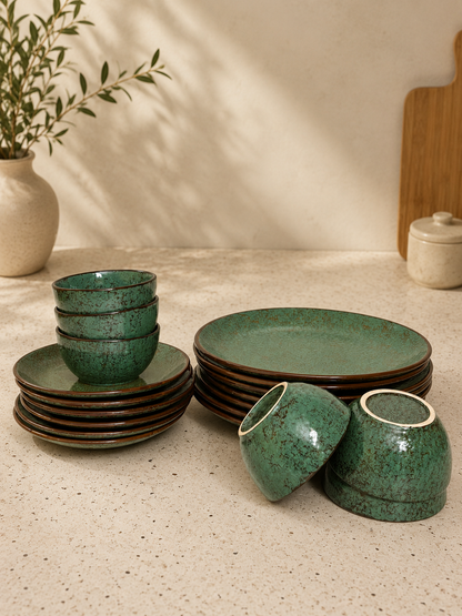 Green Rustic Glaze
 Dinner Set – 18 Pieces