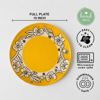 Sunflower Yellow Hand-Painted Floral Dinner Set(Set of 3)