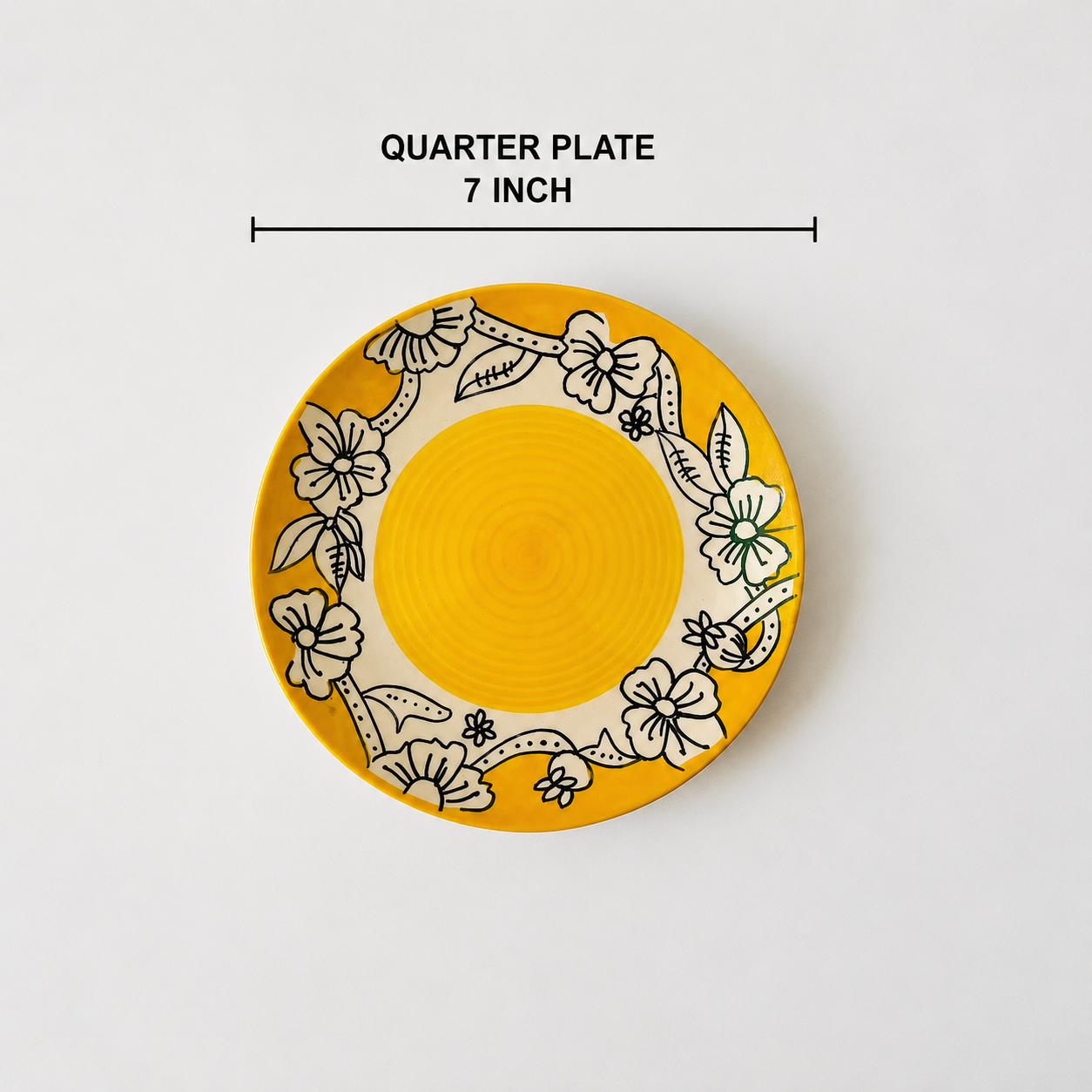 Sunflower Yellow Hand-Painted Floral Dinner Set(Set of 3)