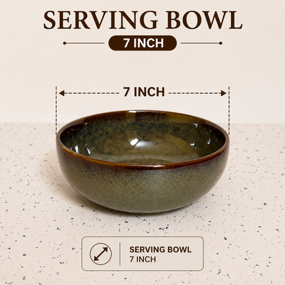 Earthy Brown–Green
 Glazed Ceramic Dinner Set – 20 Pieces