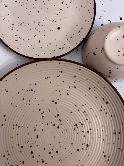 Beige Speckled Ceramic Dinner Set – 3 Pcs