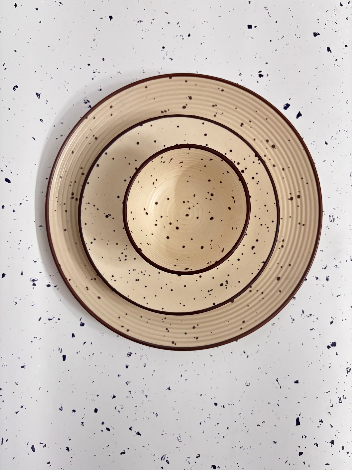 Beige Speckled Ceramic Dinner Set – 3 Pcs