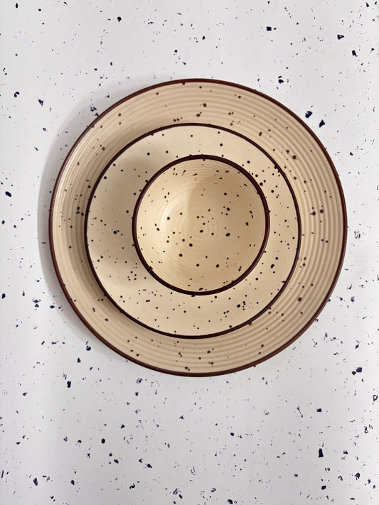 Beige Speckled Ceramic Dinner Set – 3 Pcs