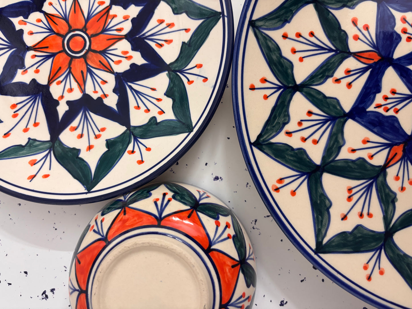 Hand-Painted Floral Burst Ceramic Dinner Set – 3 Pcs
