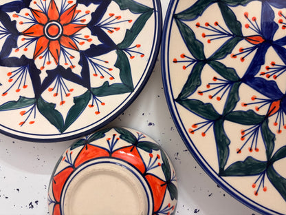 Hand-Painted Floral Burst Ceramic Dinner Set – 3 Pcs