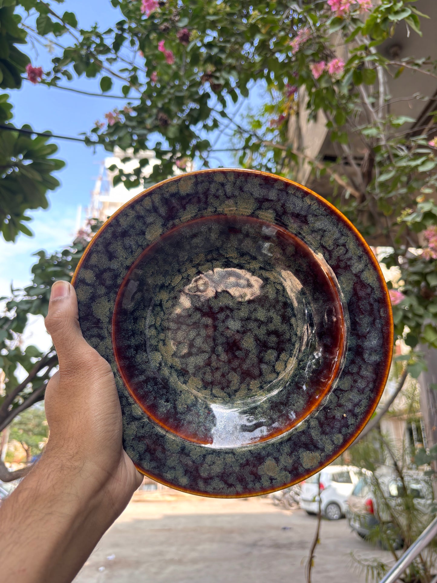 Amber Moss Reactive Glaze Pasta Plate