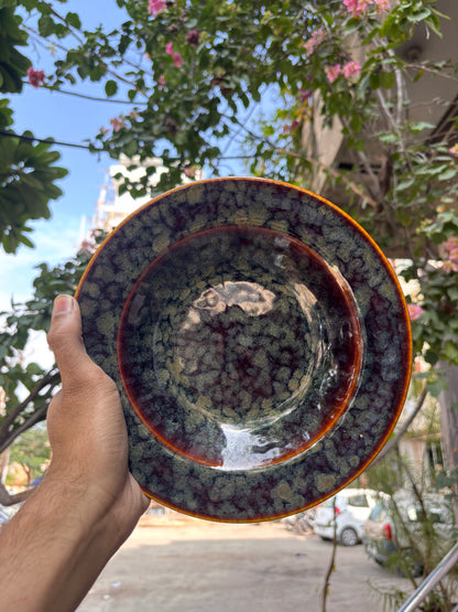 Amber Moss Reactive Glaze Pasta Plate