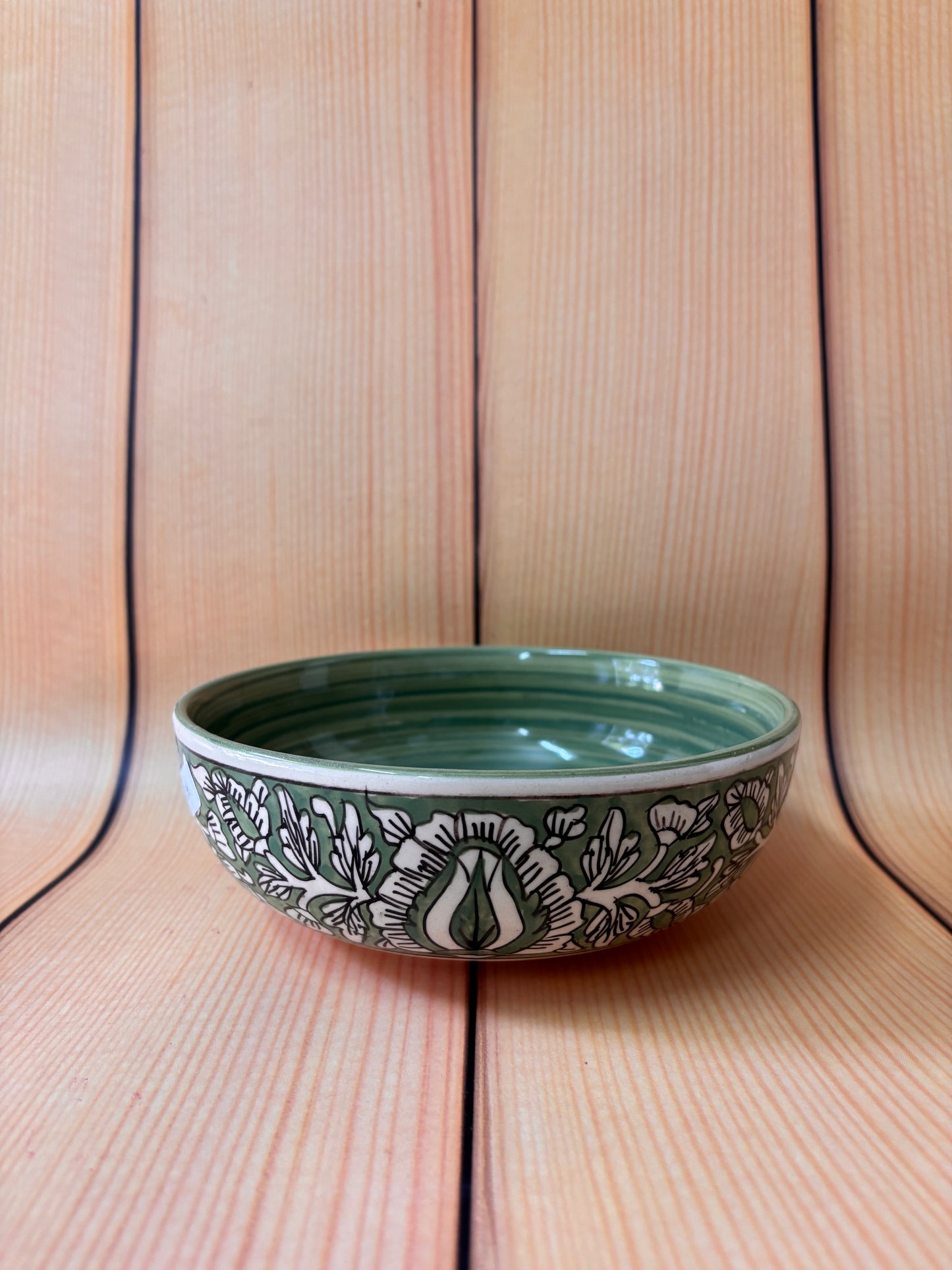 Green Blossom Ceramic Bowl