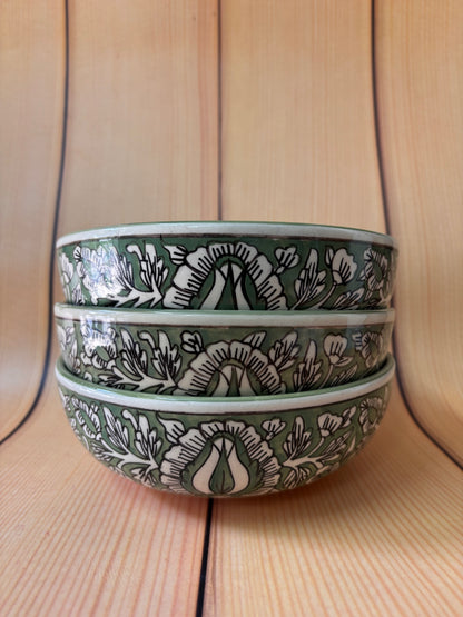 Green Blossom Ceramic Bowl