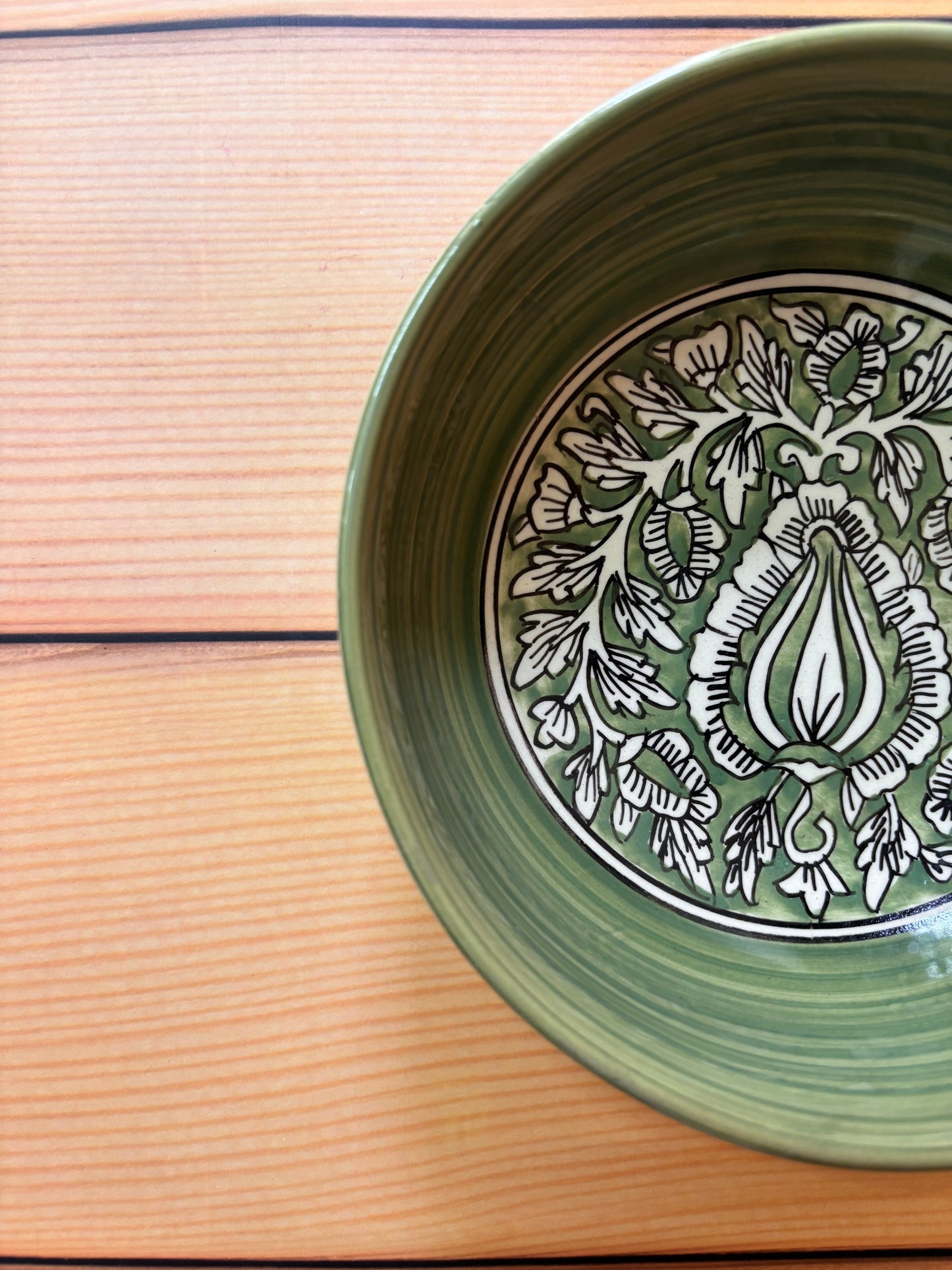 Green Blossom Ceramic Bowl