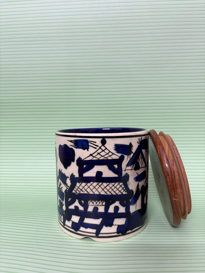 Indigo Village Jar