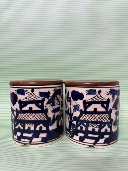 Indigo Village Jar