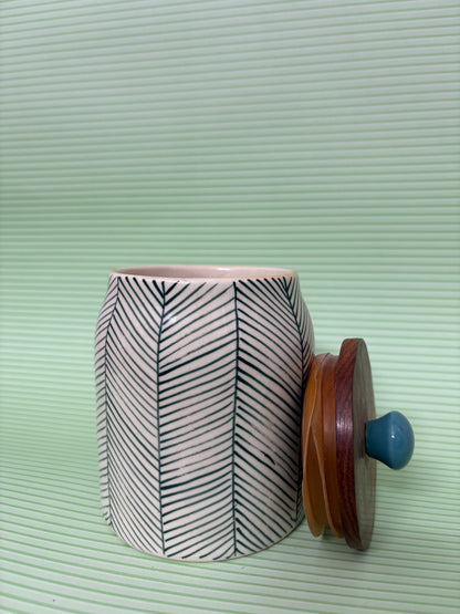 Fern Lines Ceramic Jar