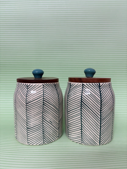 Fern Lines Ceramic Jar