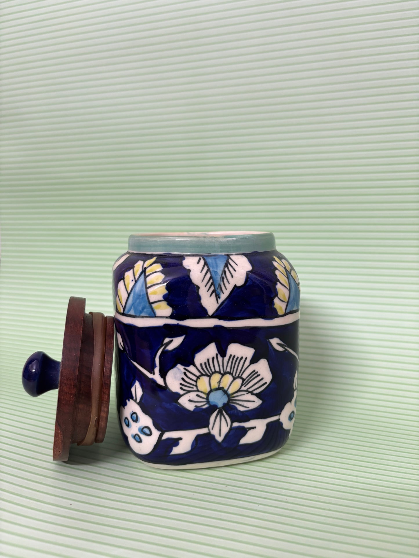 Midnight Bloom Ceramic Jar