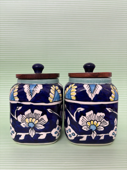 Midnight Bloom Ceramic Jar