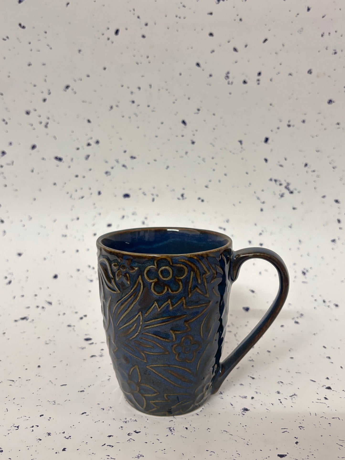 Midnight Bloom Emboss Ceramic Mug Set of 2