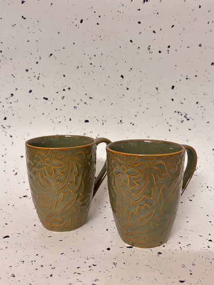 Forest Emboss Ceramic Mug Set of 2