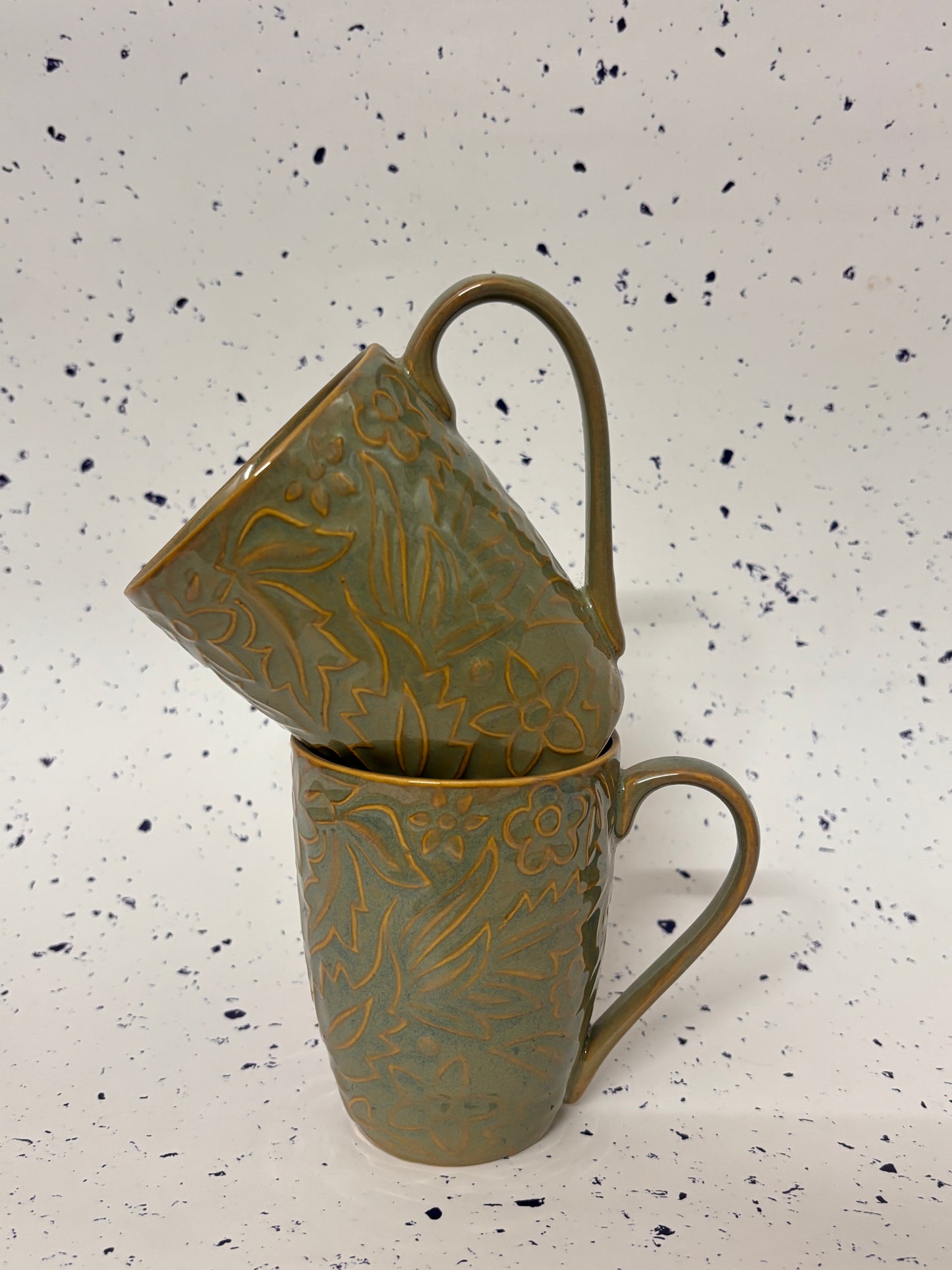 Forest Emboss Ceramic Mug Set of 2