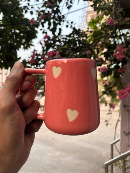Pink Heart Charm Ceramic Mug