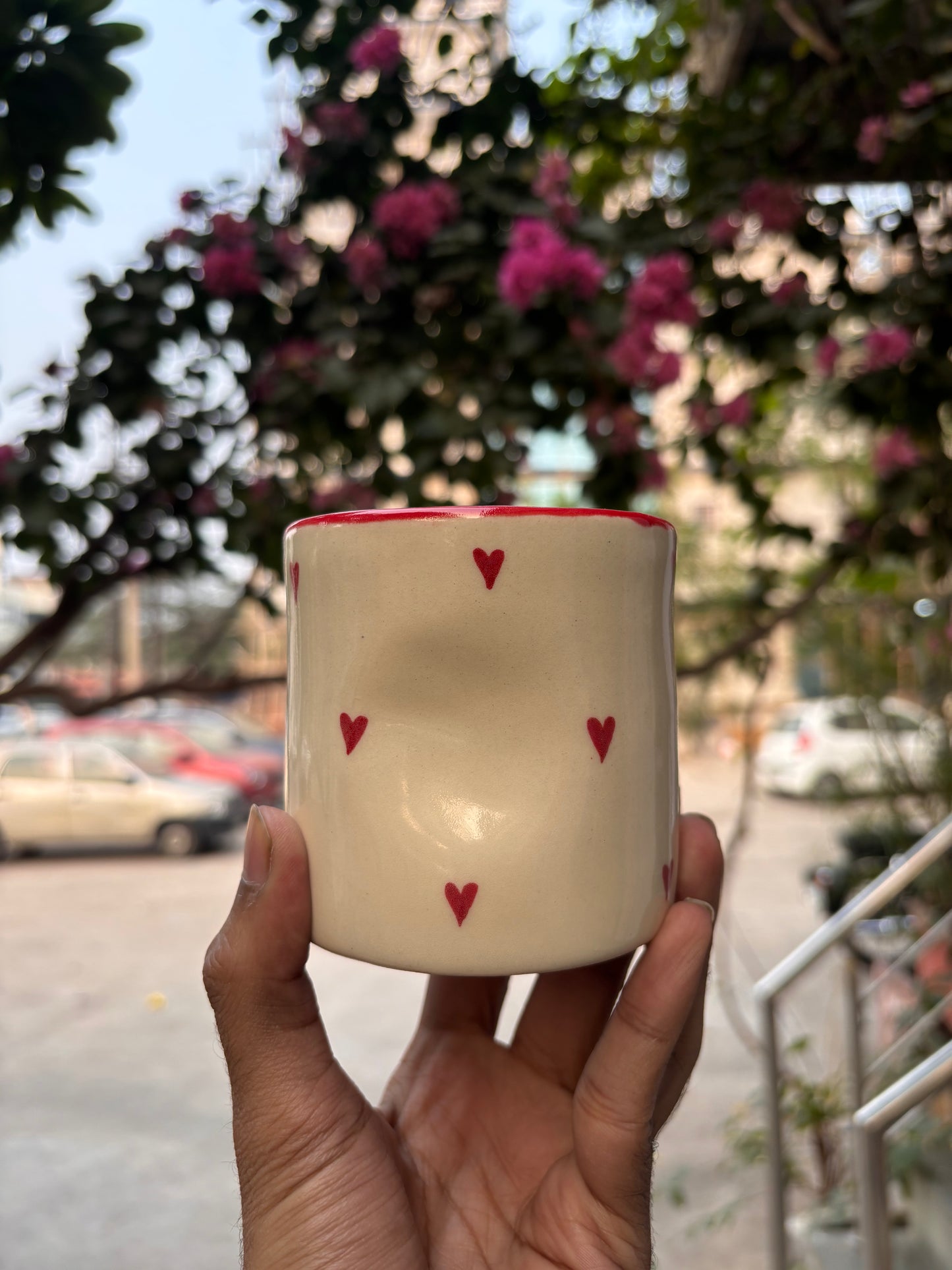 Red Heart Handcrafted Ceramic Mug