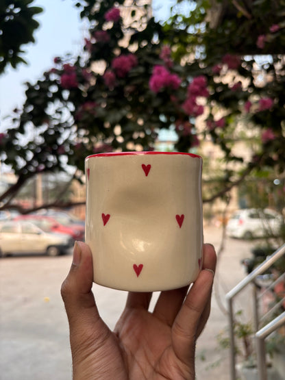 Red Heart Handcrafted Ceramic Mug
