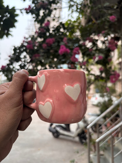 Blush Heart Embossed Ceramic Mug