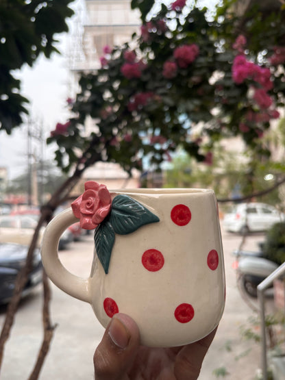 Rose Bloom Polka Dot Ceramic Mug