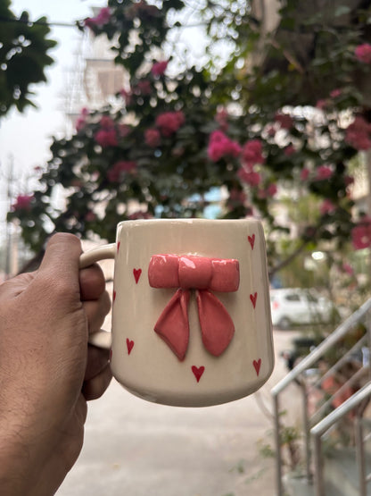 Blush Bow Heart Mug