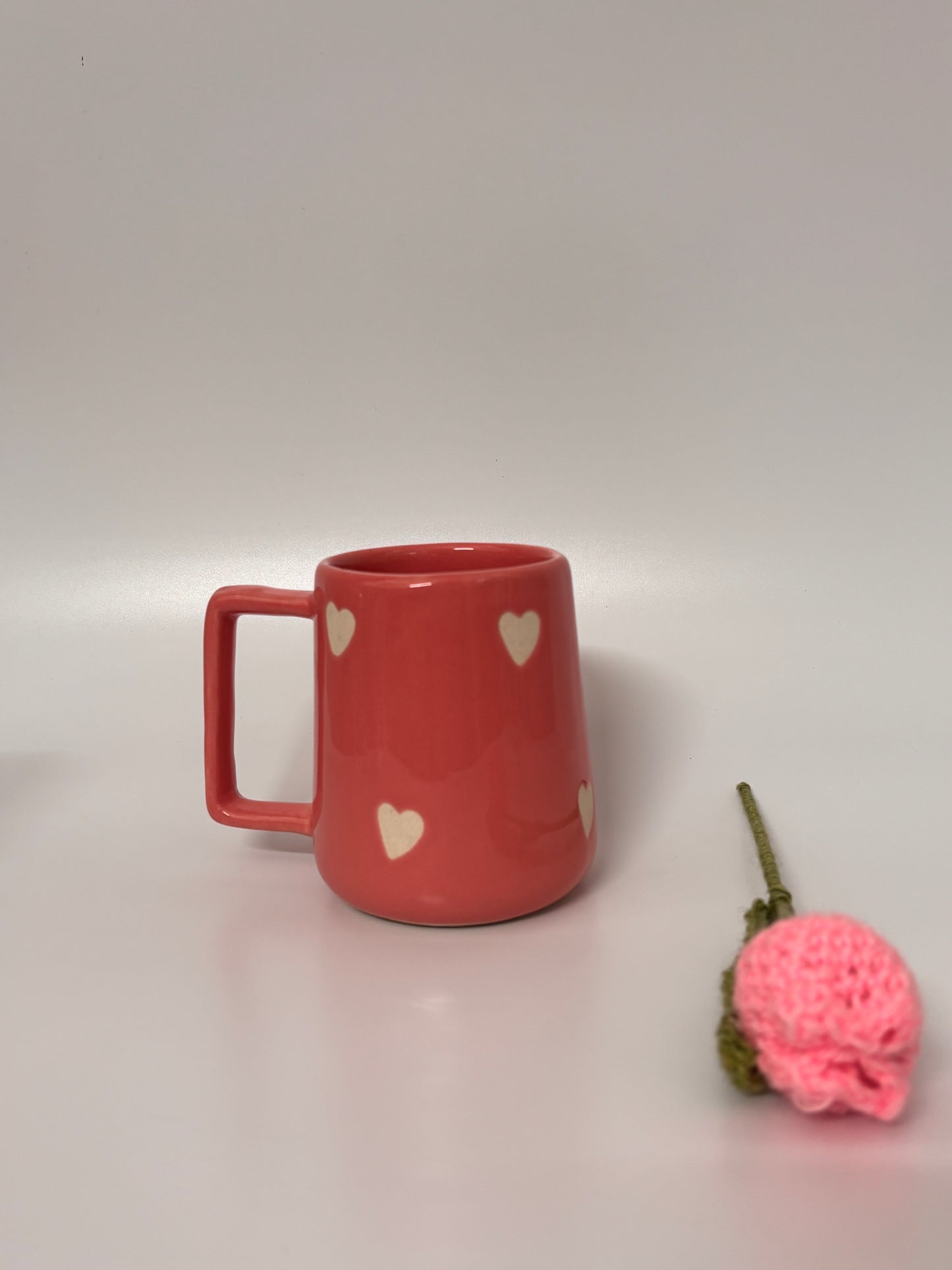 Pink Heart Charm Ceramic Mug