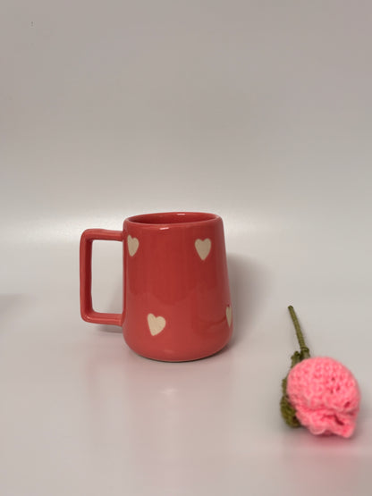 Pink Heart Charm Ceramic Mug