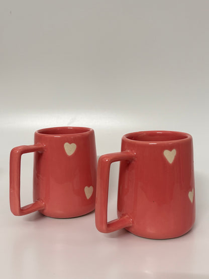 Pink Heart Charm Ceramic Mug