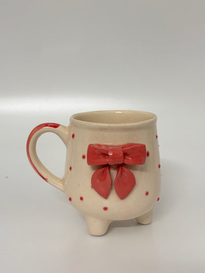 Pink Bow Footed Ceramic Mug