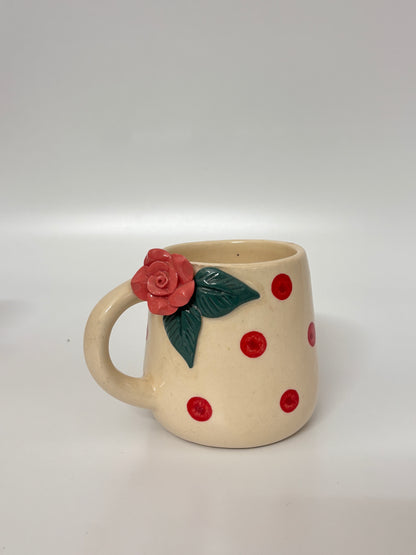 Rose Bloom Polka Dot Ceramic Mug