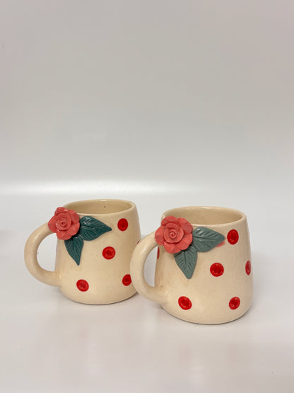 Rose Bloom Polka Dot Ceramic Mug