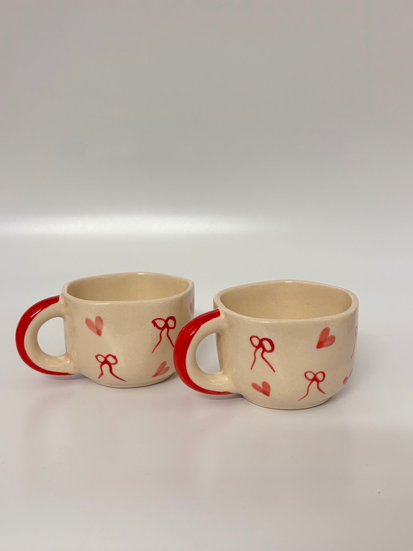 Red Hearts & Bows Cute Ceramic Cup