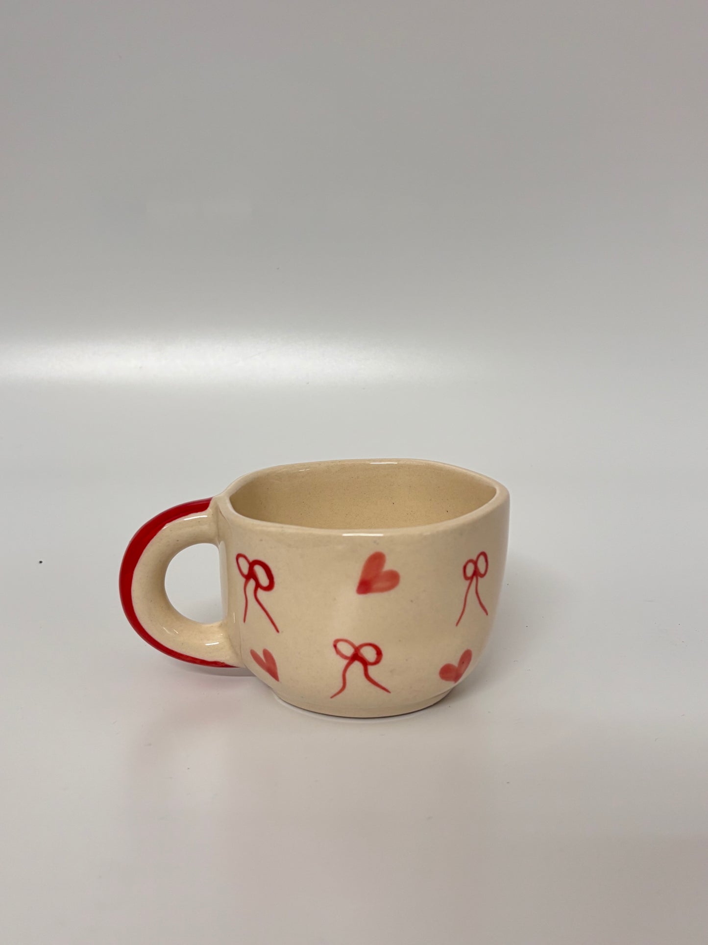 Red Hearts & Bows Cute Ceramic Cup