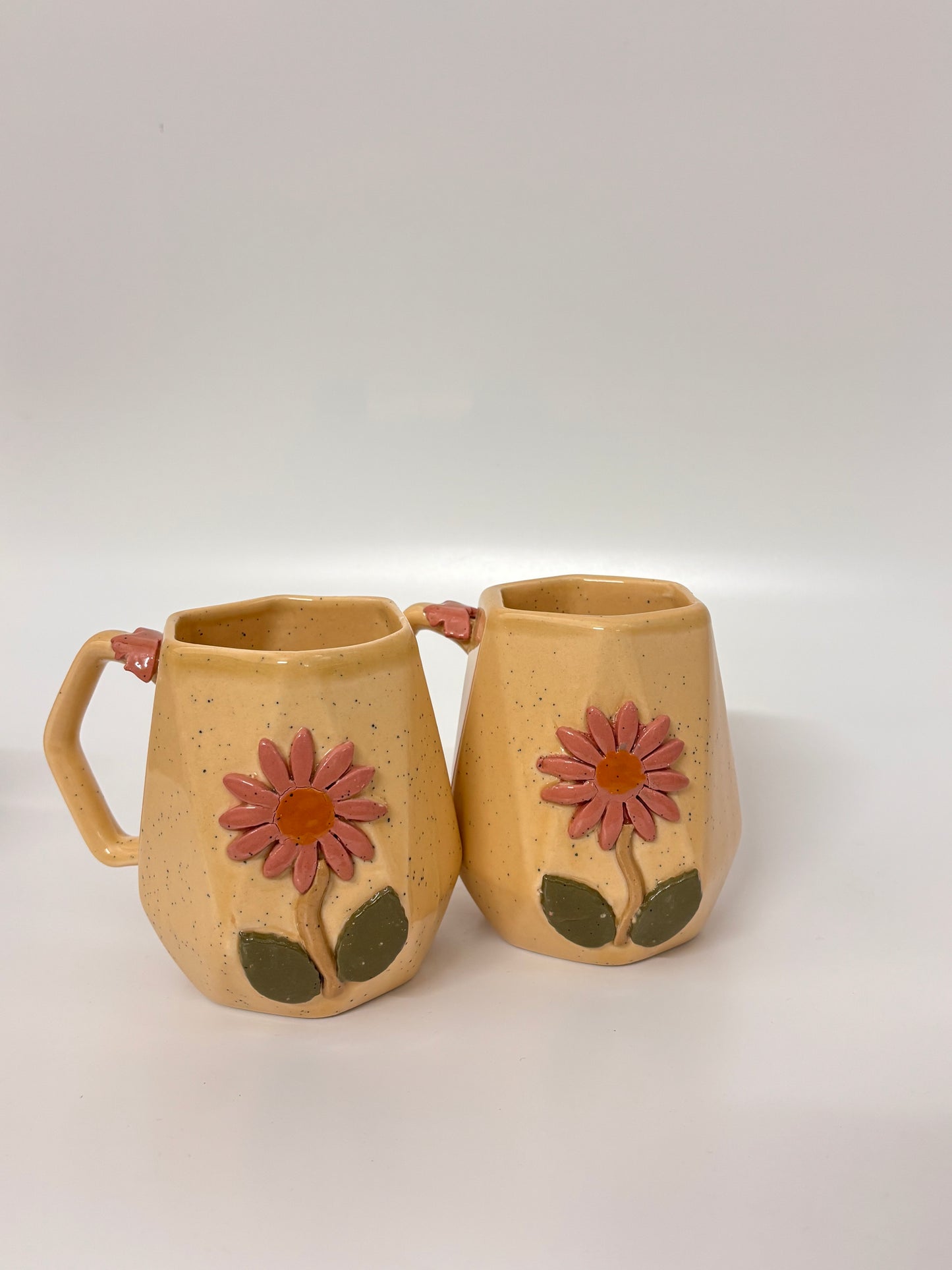 Handcrafted pink Daisy mustard Mug