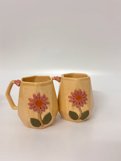 Handcrafted pink Daisy mustard Mug