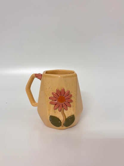Handcrafted pink Daisy mustard Mug